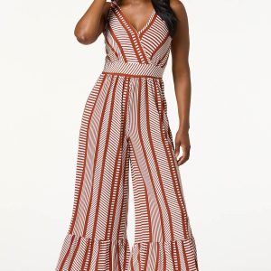 Geo Print Ruffled Hem Jumpsuit
