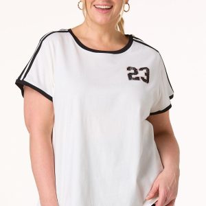 Plus Size Sporty Stripe Shoulder Tee