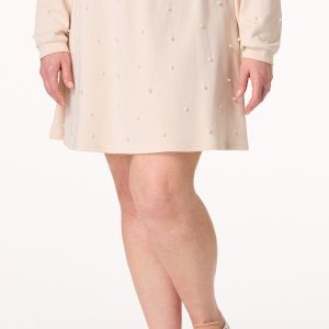 Plus Size French Terry Pearl Embellished Skirt