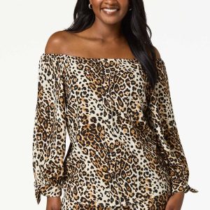 Leopard Tie Sleeve Top