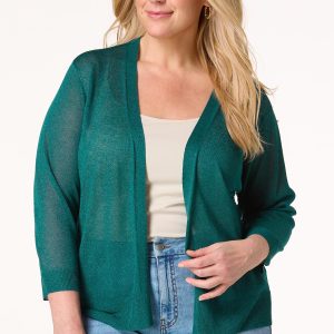 Plus Size Solid Sheer Cardigan