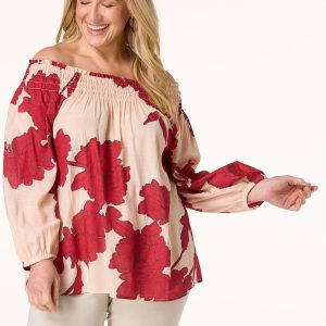 Plus Size Floral Off Shoulder Top