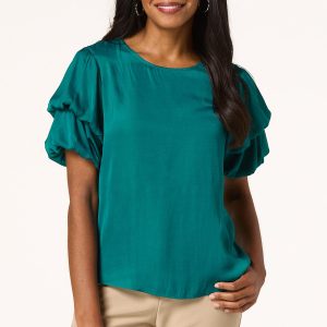 Teal Bubble Sleeve Top