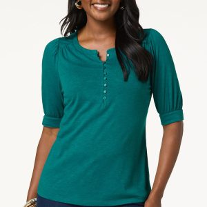 Puff Sleeve Henley Top