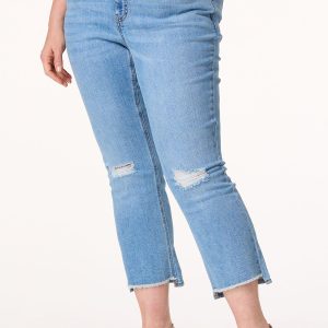 Plus Size Distressed Cropped Kick Flare Jeans
