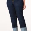 Plus Petite Button Fly Cuffed Hem Jeans
