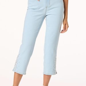 Bling Hem Kick Flare Cropped Jeans