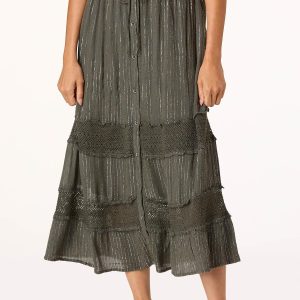 Lurex Stripe Midi Skirt