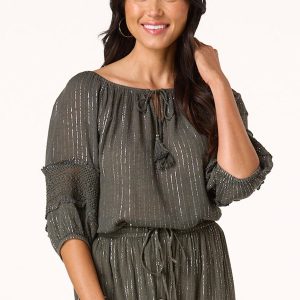 Lurex Stripe Poet Top