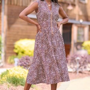 Animal Zip Front Dress