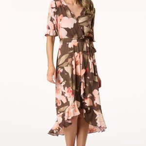 Blush Floral Flounced Hem Dress