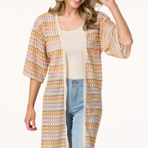 Multi Color Crochet Trim Kimono