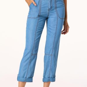 Contrast Stitch Chambray Pants