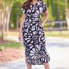 Black White Geo Midi Dress