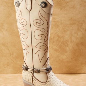 Woven Embroidered Tall Boots