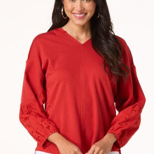 Eyelet Inset Hooded Sweatshirt