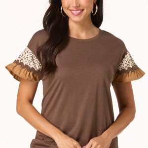 Leopard Ric Rac Sleeve Top