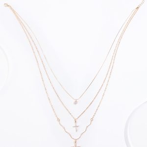 Cubic Zirconia Cross Layered Necklace