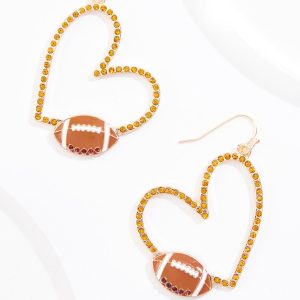 Stone Heart Football Earrings