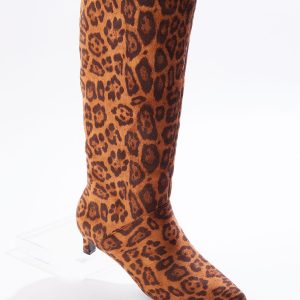 Wide Width Faux Suede Leopard Tall Boots