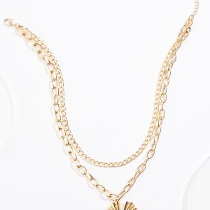 Chain Layer Foil Pendant Necklace
