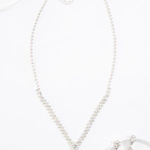 Rhinestone Tear Pendant Necklace Set