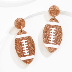 Football Glitter Lucite Earrings