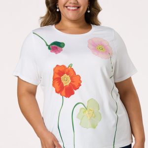 Plus Size Placed Floral Tee