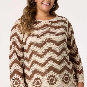 Plus Size Chevron Crochet Sweater