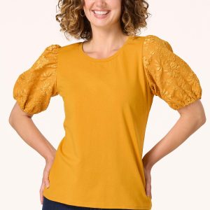 Floral Textured Puff Sleeve Top