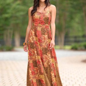 Animal Patch Print Maxi Dress
