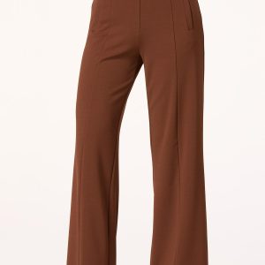 Petite Crepe Scuba Button Front Wide Leg Pants