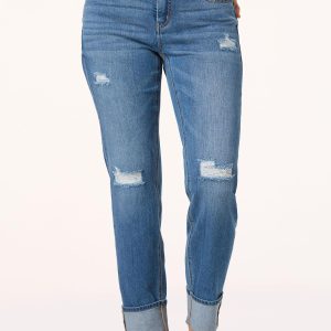 Distressed Hourglass Boyfriend Jeans