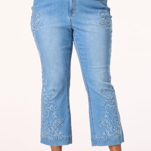 Plus Size Embroidered Kick Flare Jeans