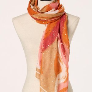 Abstract Foil Print Oblong Scarf
