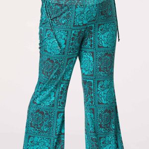 Plus Size Floral Tile Side Tie Pants