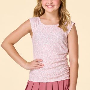 Girls Floral Ruched Side Tank