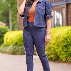 Plus Size Dressy Denim Slim Leg Pants