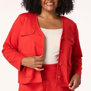 Plus Size Red Ponte Blazer