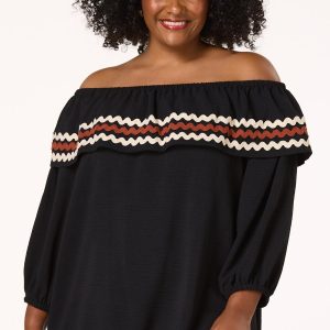 Plus Size Off Shoulder Ric Rac Top
