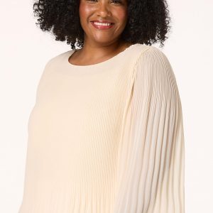 Plus Size Pleated Lace Trim Top