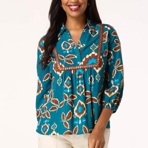 Embroidered Bib Floral Poet Top