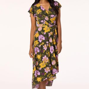Garden Floral Flutter Sleeve Dress