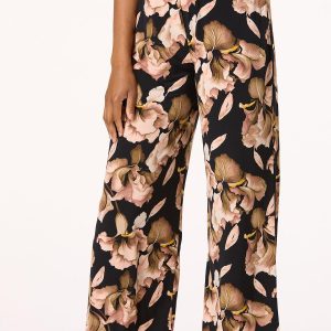 Petite Floral Print Wide Leg Pants