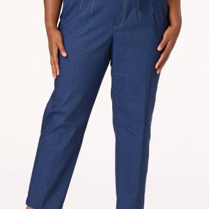 Plus Size Contrast Stitch Denim Pants