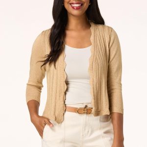 Lurex Pointelle Knit Cardigan