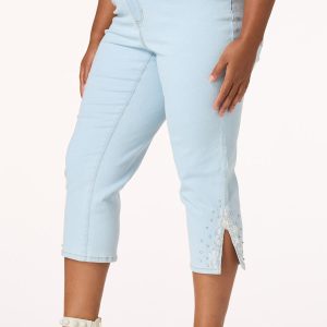 Plus Size Bling Hem Kick Flare Cropped Jeans