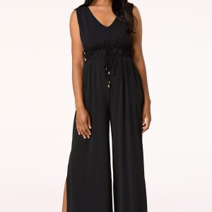 Petite Solid Stretch Waist Jumpsuit