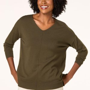 Seamed V- Neck Sweater