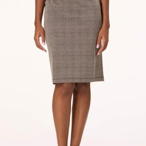 Brown Plaid Pencil Skirt